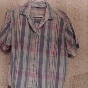 short sleeve blouse blue gray green cotton from extra Elements size 22w